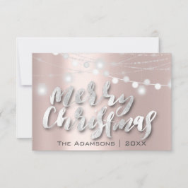 Invitación Merry Christmas Name Photo Gray Gray Lights Rosa