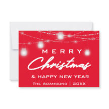 Merry Christmas Name Photo Lights Red Navy