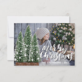 Invitación Merry Christmas Name Tree Winlight Photo Pink