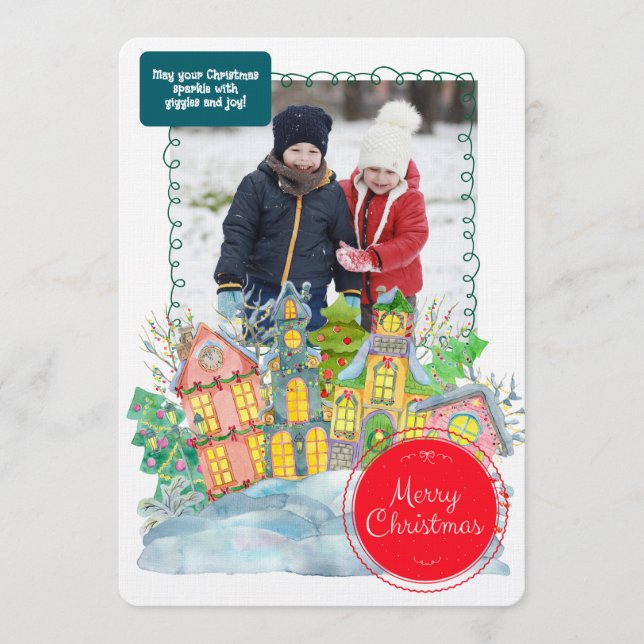 Invitación Merry Christmas Personalized Photo Holiday (Anverso)