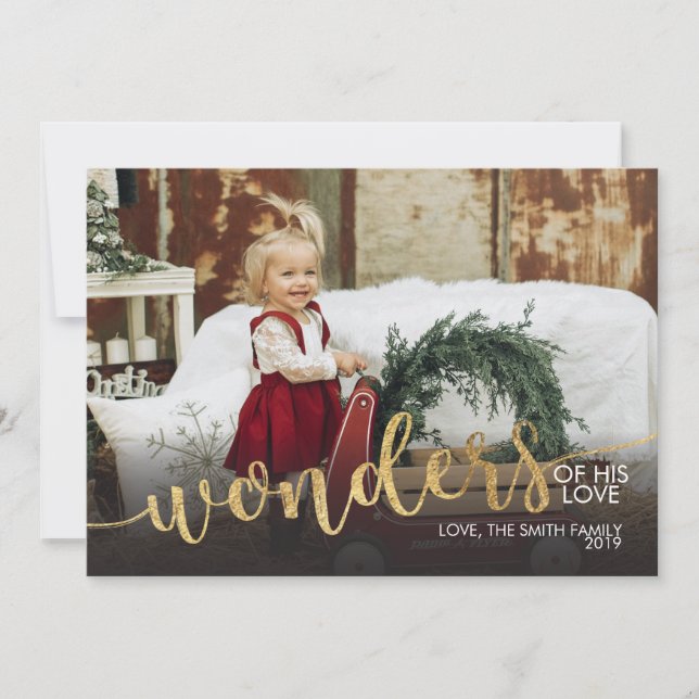 Invitación Merry Christmas Photo Card Relieve metalizado dora (Anverso)