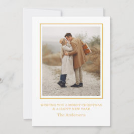 Invitación Merry Christmas Photo Collage Gold Holiday Card