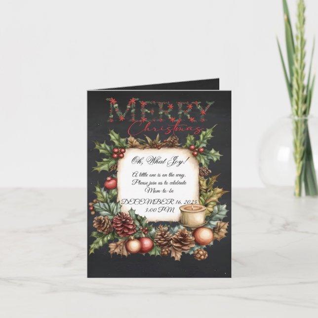 Invitación Merry Christmas Pregnancy Announcement Chalkboard  (Anverso)