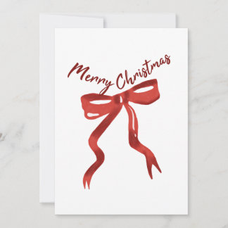 Invitación Merry Christmas Red Bow Greeting Card