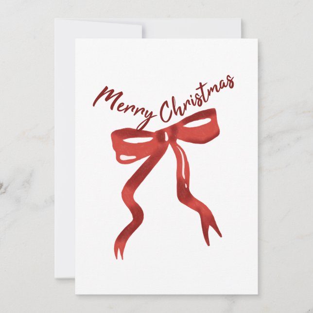 Invitación Merry Christmas Red Bow Greeting Card (Anverso)