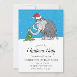 Invitación Merry Christmas Tree Cute Santa Hat Mammoth Fiesta