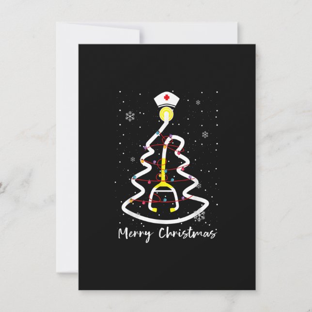 Invitación Merry Christmas Tree Stethoscope Lights Nurse Nurs (Anverso)