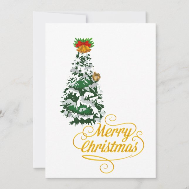 Invitación Merry Christmas Tree Watercolor Custom  (Anverso)