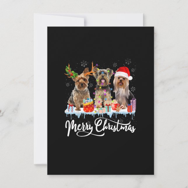 Invitación Merry Christmas Yorkshire Terrier Santa Reindeer L (Anverso)