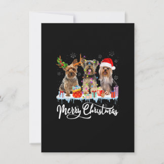 Invitación Merry Christmas Yorkshire Terrier Santa Reindeer L