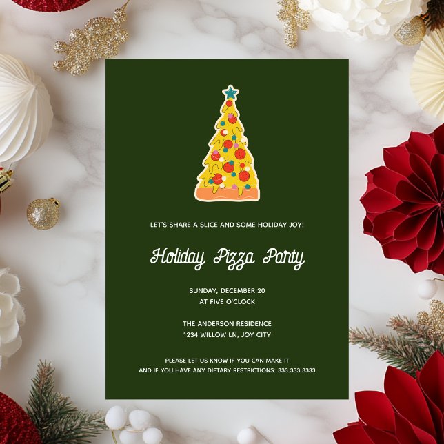Invitación Merry Crustmas Navidades verdes Fiesta pizza (Subido por el creador)