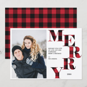 Invitación Merry   Festividad fotográfica de búfalo rojo