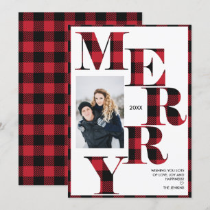 Invitación Merry Festividad vertical de foto de búfalo rojo