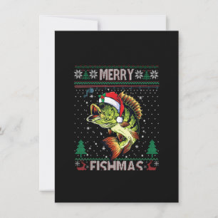 Invitación Merry Fishmas Bass Fish Pescadores Navidades Ugly 