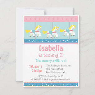 Invitación Merry Go Round, Carousel Birthday Party Invitation