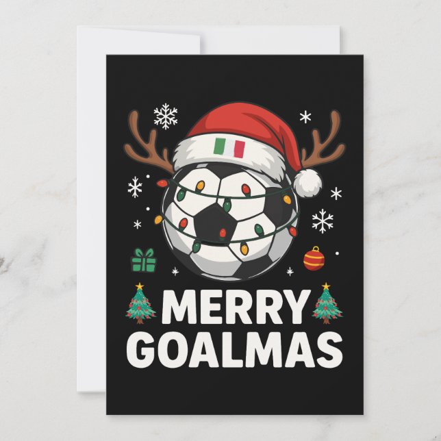 Invitación Merry Goalmas Italy - Funny Soccer Christmas (Anverso)