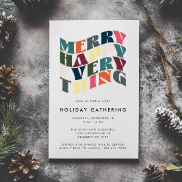 Invitación Merry Happy Everything Wave Typography Navidades