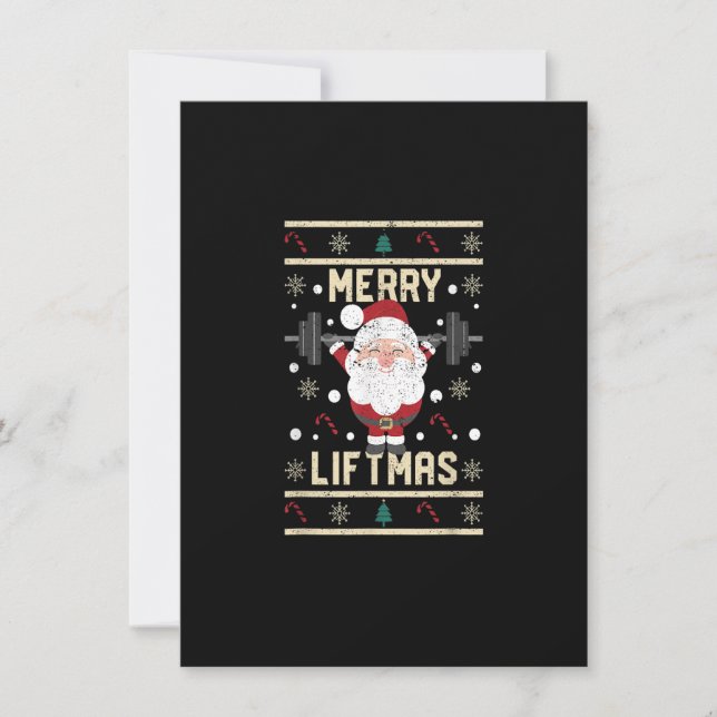 Invitación Merry Liftmas Navidades de Levantamiento Santa Cla (Anverso)