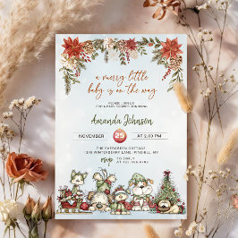 Invitación Merry Little Baby Christmas Puppy Baby Shower