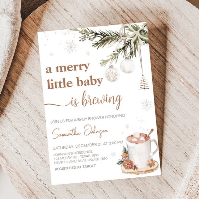 Invitación Merry Little Baby está preparando Baby Shower (Hot Cocoa Baby is Brewing Baby Shower Invitation
)