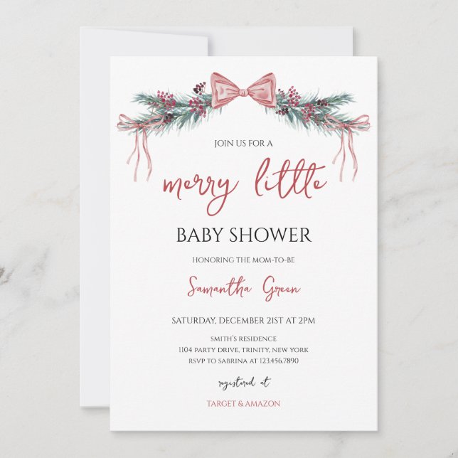 Invitación Merry Little Baby Shower (Anverso)