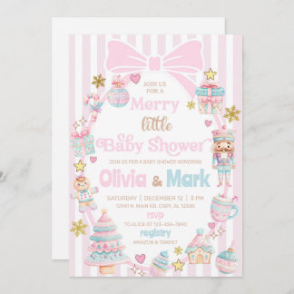 Invitación Merry little baby shower Christmas invitation.