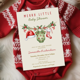 Invitación Merry little baby shower cute baby shower clothes
