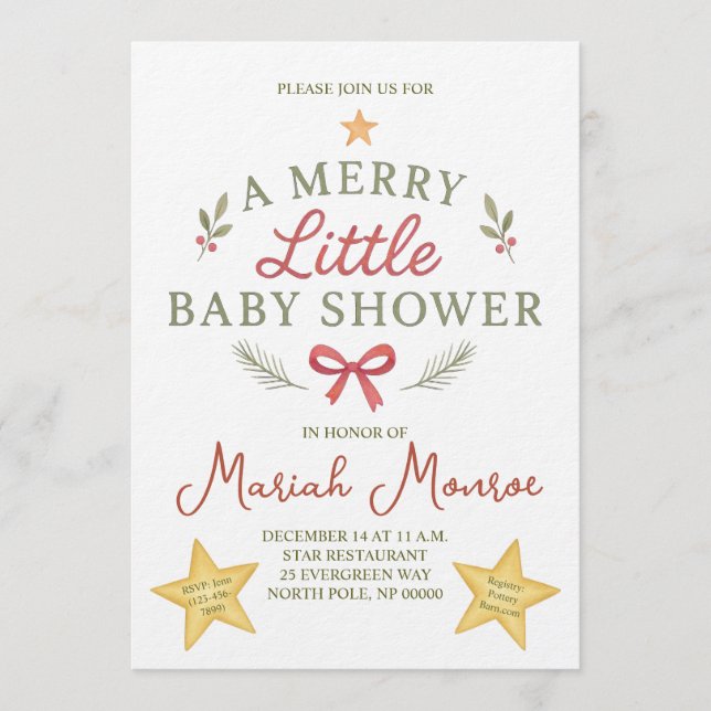 Invitación Merry Little Baby Shower Invitation (Anverso)