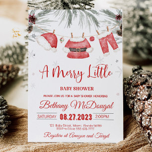 Invitación Merry Little Baby Shower Santa Baby