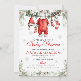 Invitación Merry Little Baby Shower Santa Clothesline