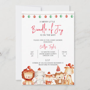 Invitación Merry Little Bundle of Joy, Navidades Baby Shower
