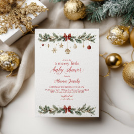 Invitación Merry Little Christmas Baby Shower Xmas Tree