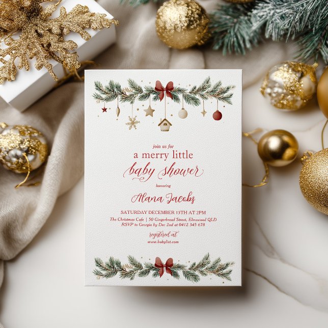 Invitación Merry Little Christmas Baby Shower Xmas Tree (Merry Little Baby Shower! Christmas Themed Baby Shower )