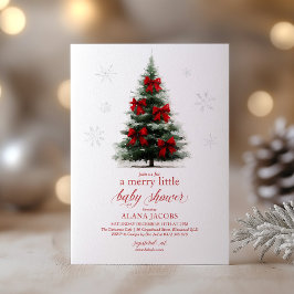 Invitación Merry Little Christmas Baby Shower Xmas Tree