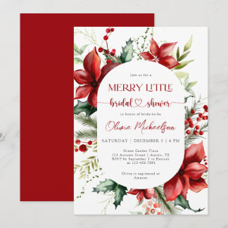 Invitación Merry Little Christmas Berry Floral Bridal Shower
