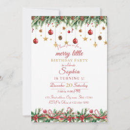 Invitación Merry Little Christmas Birthday Invitation