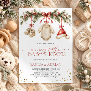 Invitación Merry Little Christmas Invierno Baby Shower