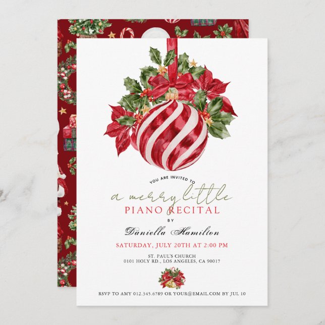 Invitación Merry Little Christmas Piano Recital Invitation (Anverso / Reverso)