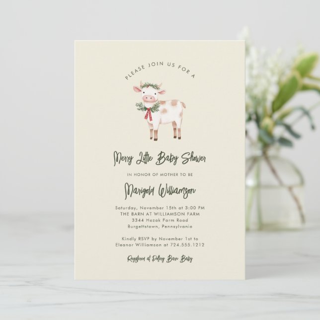 Invitación Merry Little Christmas Rustic Baby Shower  (Anverso de pie)