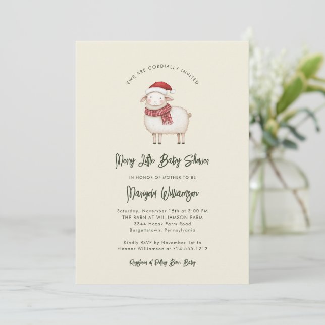 Invitación Merry Little Christmas Rustic Baby Shower  (Anverso de pie)