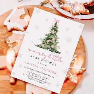 Invitación Merry Little Christmas Tree Baby Shower