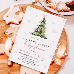 Invitación Merry Little Christmas Tree Baby Shower