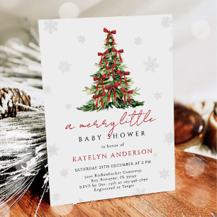 Invitación Merry Little Christmas Tree Baby Shower en español