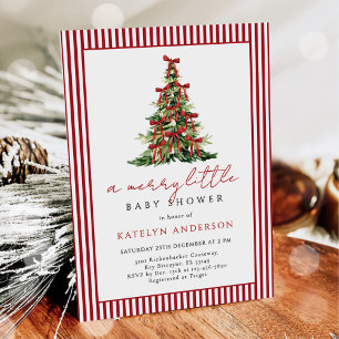 Invitación Merry Little Christmas Tree Baby Shower en español