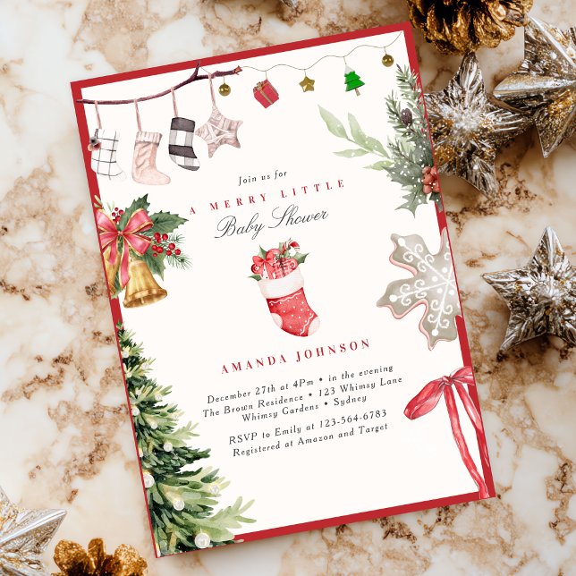 Invitación Merry Little Christmas tree Ornaments Baby Shower (Subido por el creador)