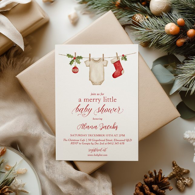 Invitación Merry Little Christmas Winter Baby Shower  (Merry Little Baby Shower | Winter Baby Shower Christmas)