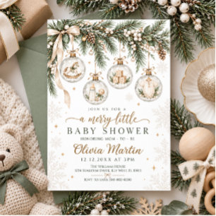 Invitación Merry Little Christmas Winter Baby Shower
