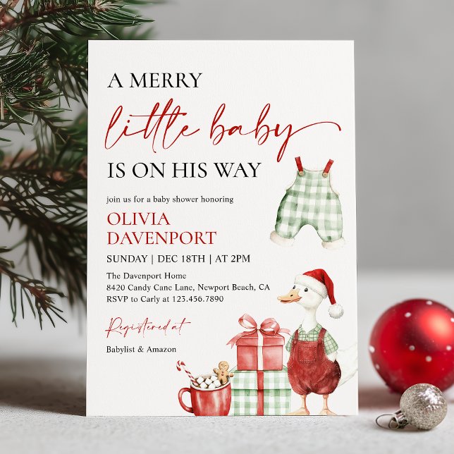 Invitación Merry Little Christmas Winter Boy Baby Shower  (Subido por el creador)