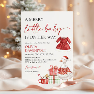 Invitación Merry Little Christmas Winter Girl Baby Shower 