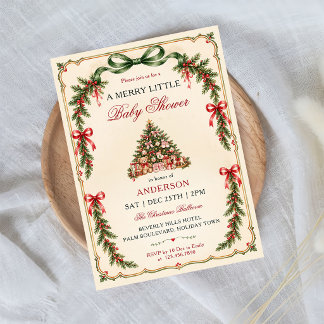 Invitación Merry Little Coquette Árbol de Navidad Baby Shower